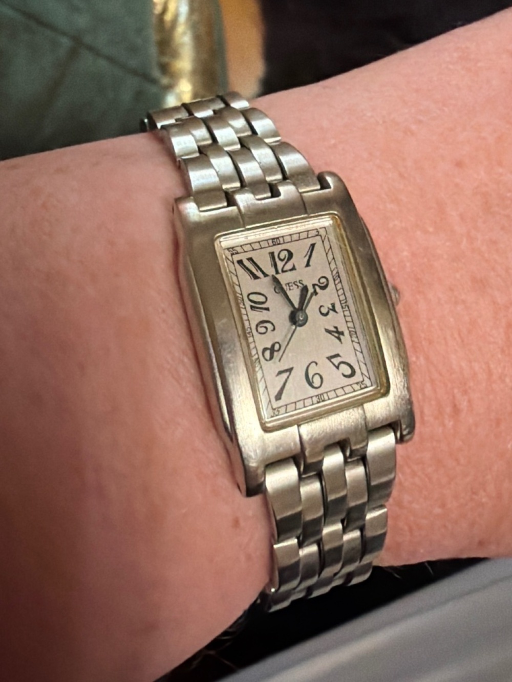 Stainless Steel Guess watch - rectangle face, vintage